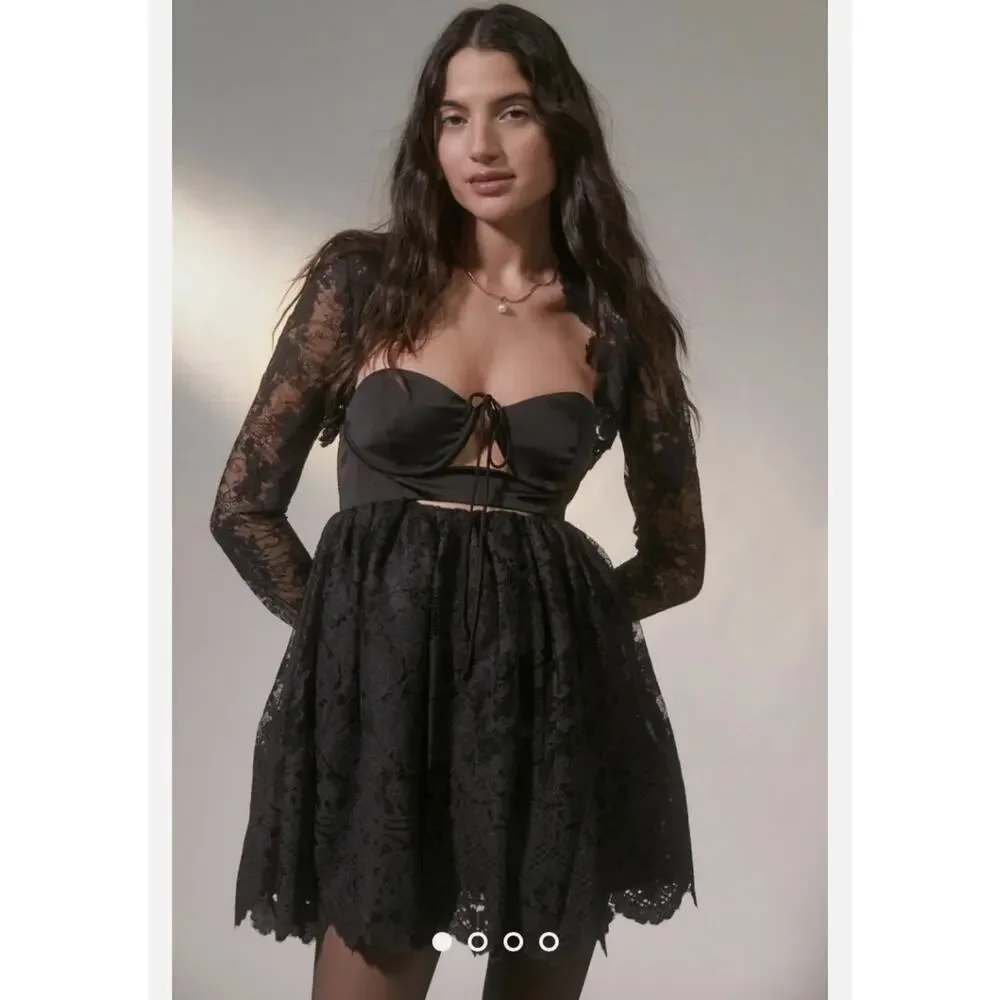 For Love & Lemons Regina Mini Dress and Shrug Set, NWOT, Size S